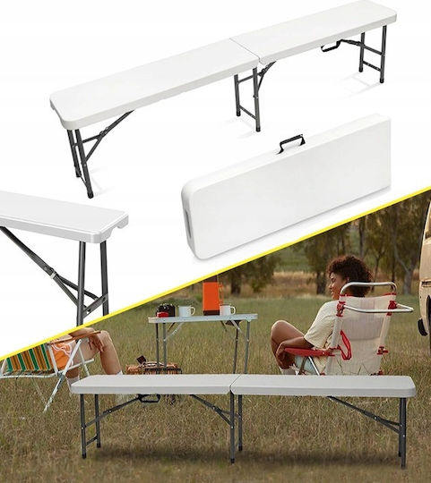 Saska Garden Table Steel for Camping Foldable in Case 183xx43cm Gray