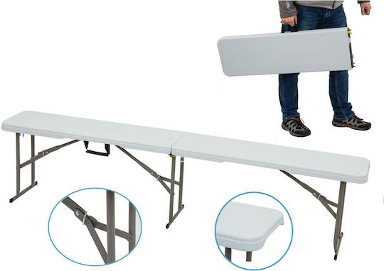 Saska Garden Table Steel for Camping Foldable in Case 183xx43cm Gray