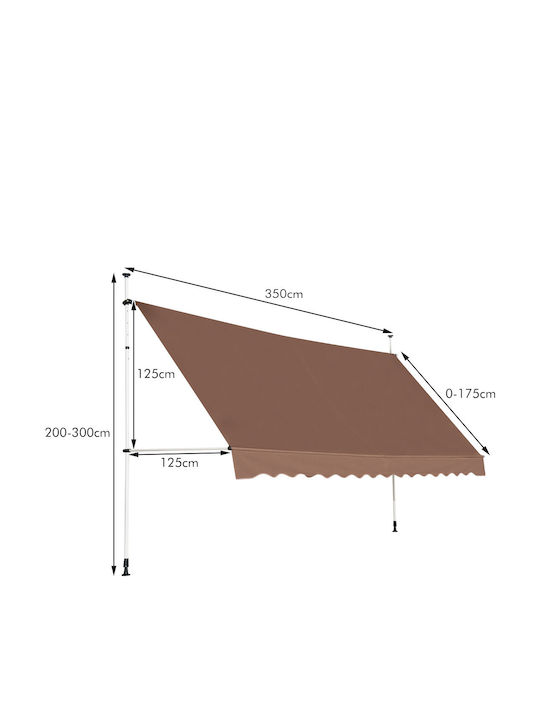Costway Zelt Terrasse mit LEDs Braun 3.5x2m