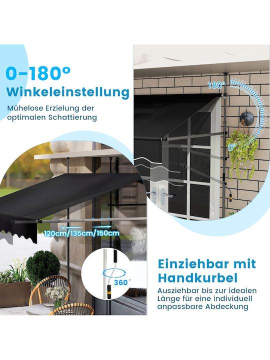 Costway Terrace Wall Tent Black 2.5x1.2cm