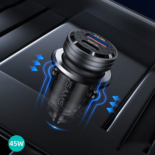Eko Car Charger 45w Port Usb-a Usb-c Quickcharge 3.0 Transparent Black