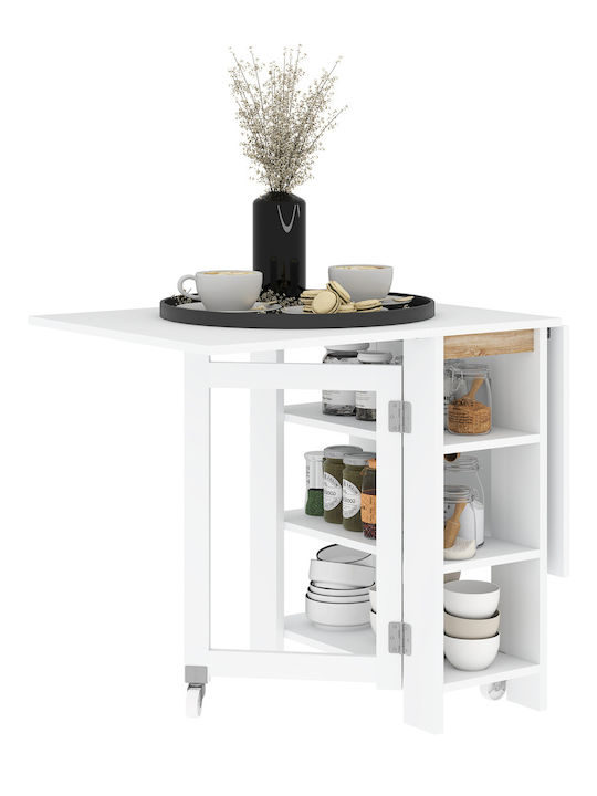 Table Dining Room Collapsible Wooden White 120x60x75cm