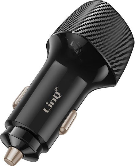 Linq Car Charger 48w Usb-c + Usb Quick Charge Carbon Design Black