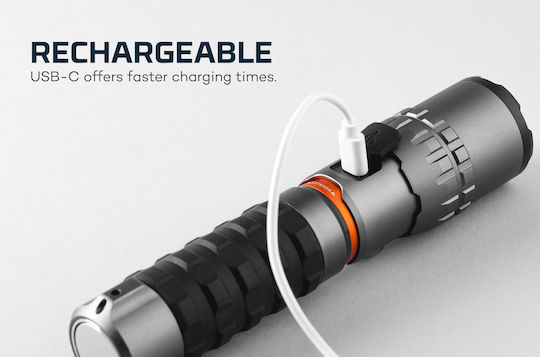 Nebo Rechargeable Flashlight LED IP67 with Maximum Brightness 2000lm Red