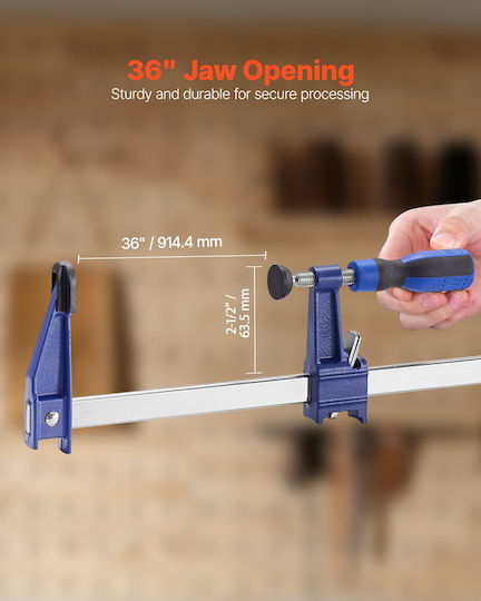 Vevor Bar Clamps Woodworking 2-Pieces 91.4cm Opening Lockable F Clamp Cast Iron