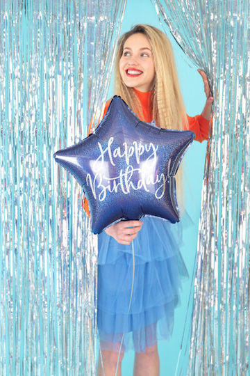 Happy Birthday Star Foil Balloon Blue 40 Cm