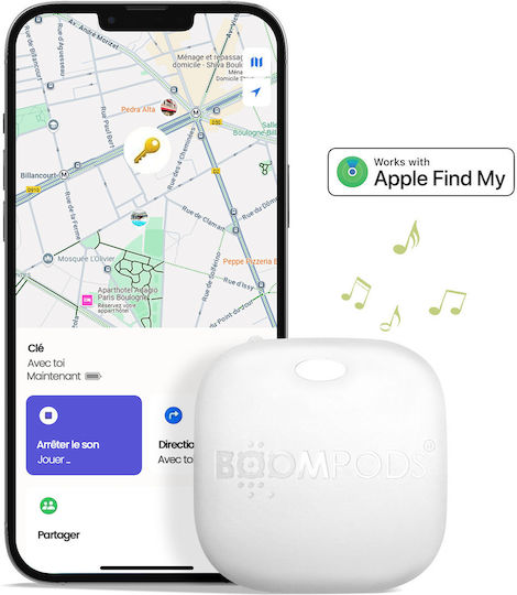 Boompods BOOMTAG Universal Rechargable Apple Find My White