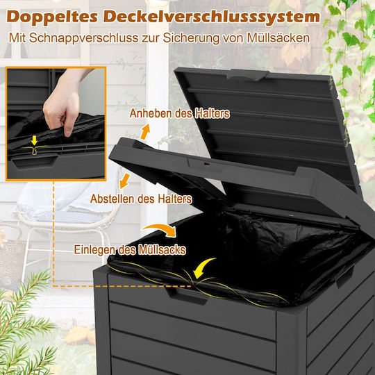 Costway Waste Bin Liquid Tray Double Lid Closure Resin Gt4086bk