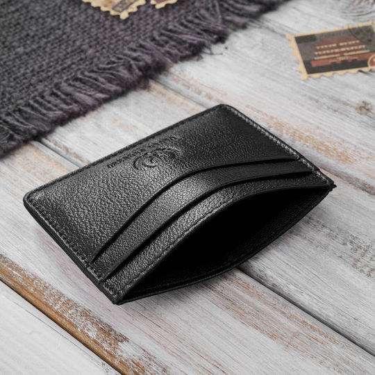 Leder Minimalsistische Praktische Stand Karten Visitenkarten Schwarz T-151-bl