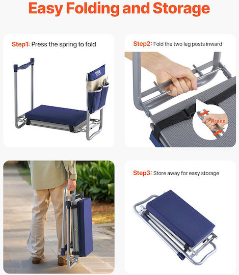 Vevor Garden Kneeler Seat 11" Wide Pad 360lbs Folding Garden Stool Non Slip