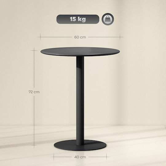 Round Table Kitchen Metallic Black 60x60x72cm