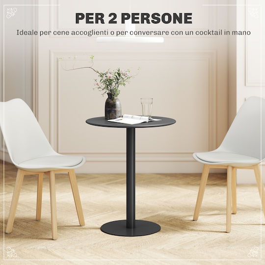 Round Table Kitchen Metallic Black 60x60x72cm