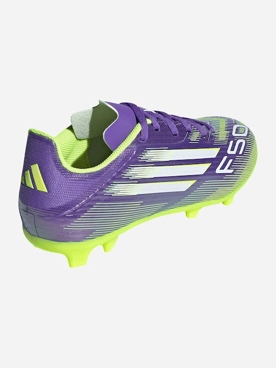 F50 League FG/MG Ghete De Fotbal Pentru Copii Cu Crampoane Purple Rush / Cloud White / Lucid Lemon