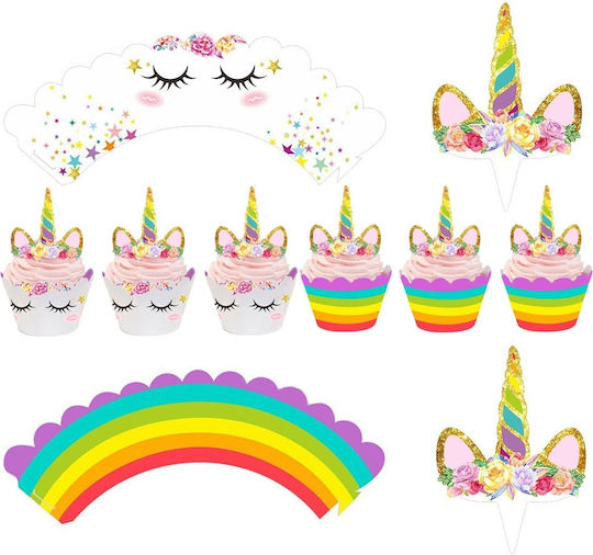 Cake Land Unicorn Cupcake Wrappers and Picks 24 Pieces