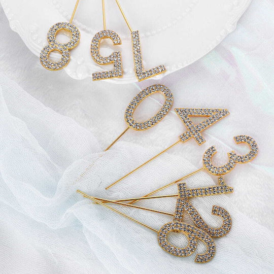 Cake Land Cake Topper Gold Zirconia Number 0
