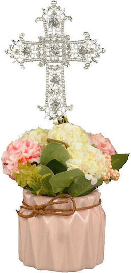 Cake Land Metal Topper Silver Cross Diamonds