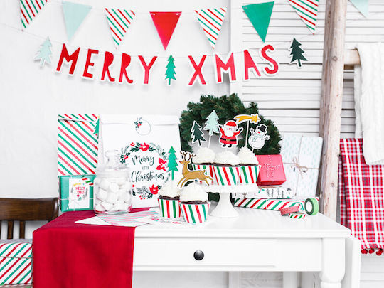 PartyDeco 61033 Paper Christmas Bag for Gift Brown 25x11x27cm. 3pcs