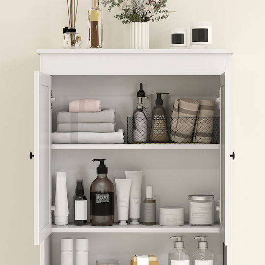 HomCom Bathroom Cabinet L65xW22xH161cm White
