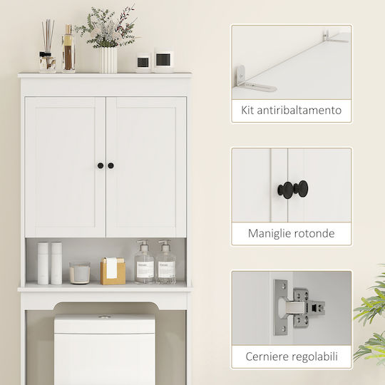 HomCom Bathroom Cabinet L65xW22xH161cm White