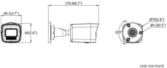 Hikvision DS-2CD1083G2-LIUF IP Κάμερα Παρακολούθησης 4K Αδιάβροχη με Μικρόφωνο και Φακό 2.8mm