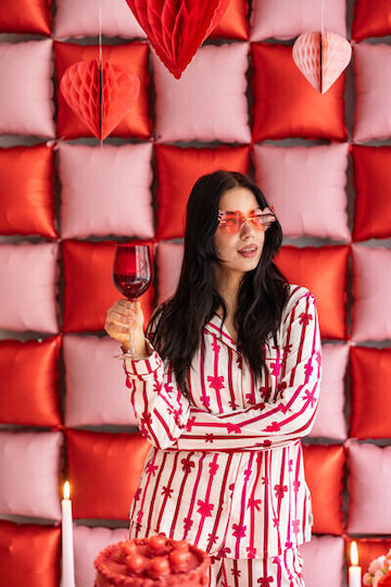 Heart Flame Glasses Red