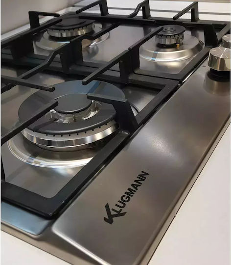 Klugmann Εστία Φυσικού Αερίου Αυτόνομη Inox 58.5x50εκ. Ασημί