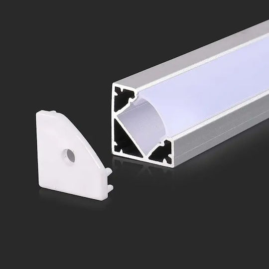 V-TAC Extern Aluminiumprofil für LED-Streifen Ecke mit Opal Abdeckung 200x1.9x1.9cm