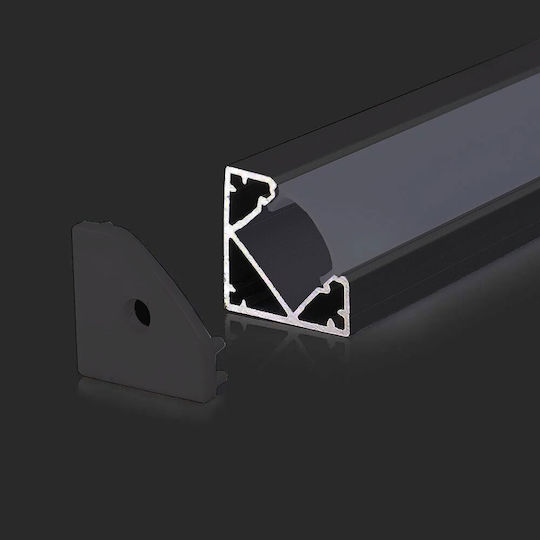 V-TAC Extern Aluminiumprofil für LED-Streifen Ecke mit Opal Abdeckung 200x1.9x1.9cm