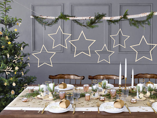 PartyDeco Χριστουγεννιάτικο Τραπεζομάντηλο Ράνερ Λευκό 250x50εκ.