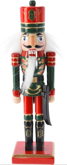 Weihnachts-Nussknacker aus Hölzernes König mit einem goldenen Zepter Höhe 15cm.