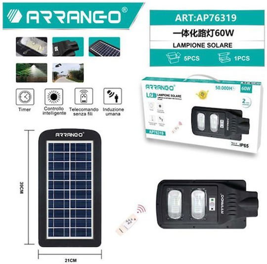 Arrango Street Solar Light 60W with Motion Sensor, Photocell and Remote Control IP65