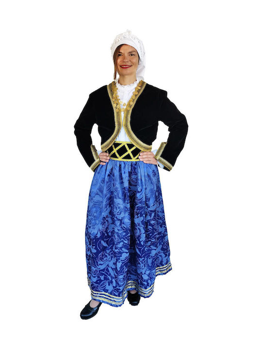 Traditional Costume Cretan Girl from Chania with 3 Rows Necklace