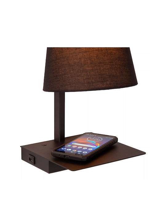 Lucide Lightning Lamp Wall with Socket E27 with USB Port Black