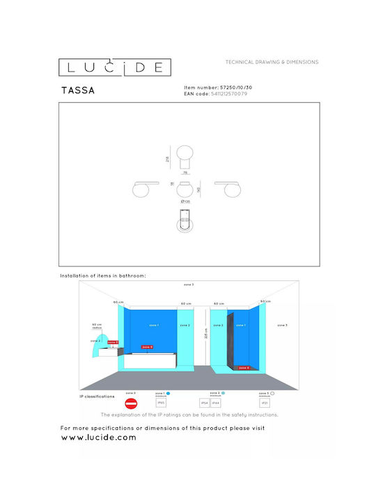 Lucide Lightning Tassa Lumină de Baie Negru