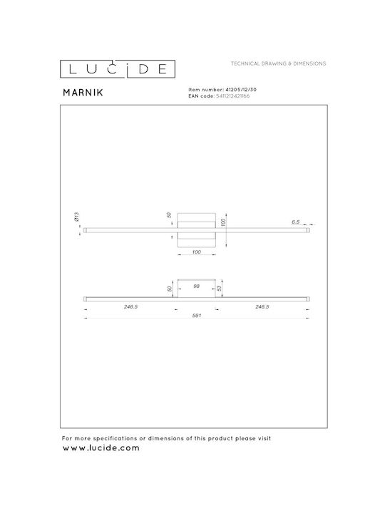 Lucide Lightning Marnik Leuchte Wand Schwarz