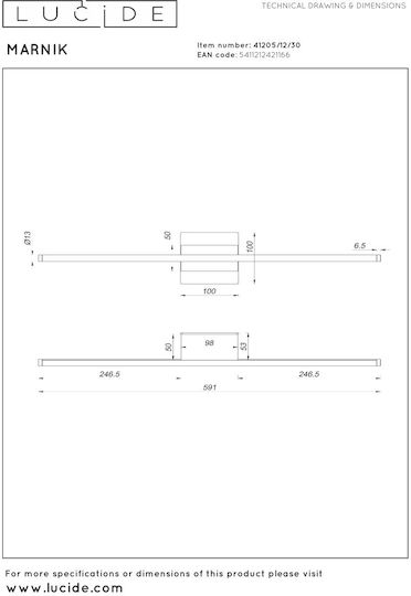 Lucide Lightning Marnik Lamp Wall Black
