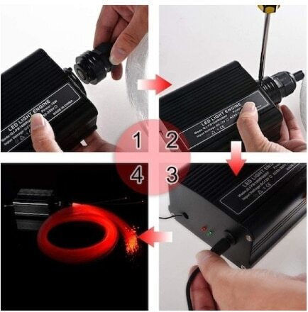 Kit Fibra Optică LED RGB pentru Tavan Idealstore Telecomandă Sursă de Alimentare 0,75mm 295 Fire 3 Metri 12V Control Wireless Bluetooth Aplicație iOS Android