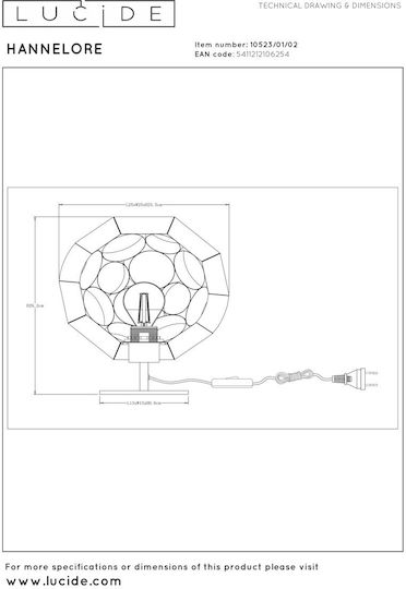Lucide Lightning Διακοσμητικό Φωτιστικό E27 25x29.2εκ.