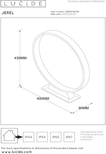 Lucide Lightning Διακοσμητικό Φωτιστικό Jerel LED Θερμό Λευκό 3000K 40x40εκ.