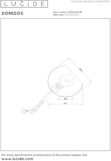 Lucide Lightning Doredos Decorative Lamp with Socket for Bulb E27