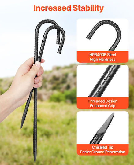 Vevor 16-inch 24 Pack Rebar Stakes Heavy Duty J Hook Galvanized Ground Anchors