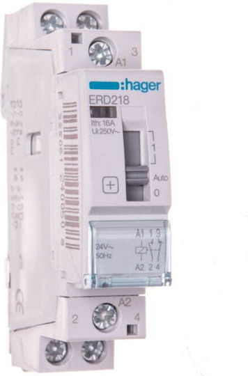 Hager Ρεле за фаза Захранване 16Спецификация Двуполюсно с Напрежение 24V
