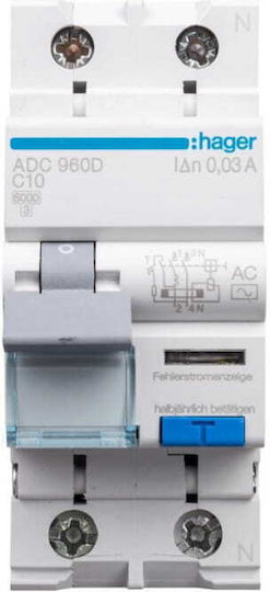 Hager Ρελέ Ράγας Διαρροής 10A Διπολικό με Τάση 240V