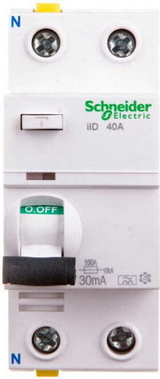 Schneider Electric Difficult Switch Ρελέ Ράγας Διαρροής 40A Διπολικό