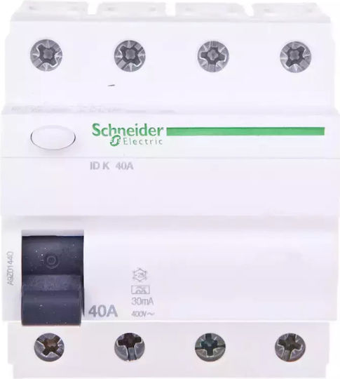 Schneider Electric Ρελέ Ράγας Διαρροής 40A Τετραπολικό