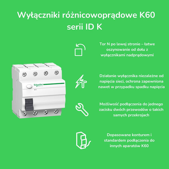 Schneider Electric Phase 2-Pole Earth Leakage Relay 25A 240V