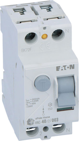 Eaton Ρελέ Ράγας Διαρροής 40A Διπολικό