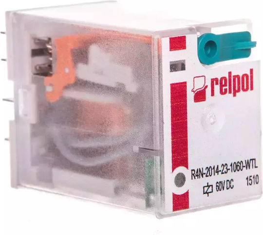 Relpol Ρελέ Ράγας 6A Τετραπολικό με Τάση 60V