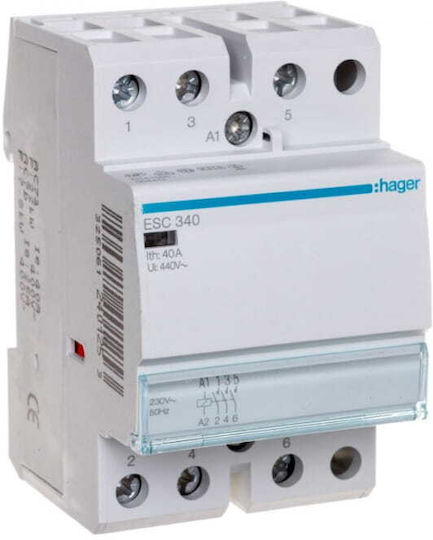 Hager Ρελέ Ράγας Ισχύος 40A Τριπολικό με Τάση 230V