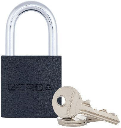 Gerda Steel Padlock Brass with Key 60mm Black 1pcs